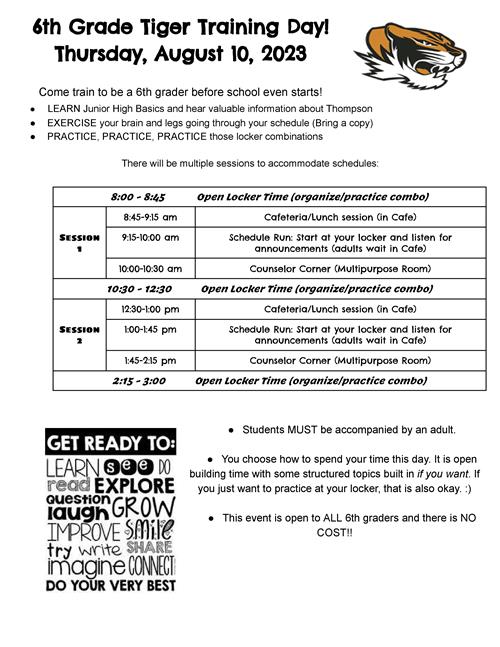 Tiger training day flyer