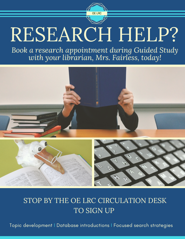 This is an image of a flyer advertising research appointments with Mrs. Fairless