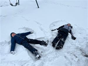 Making snow angels