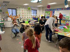 Mrs. Rainaldi's class playing games at the winter party