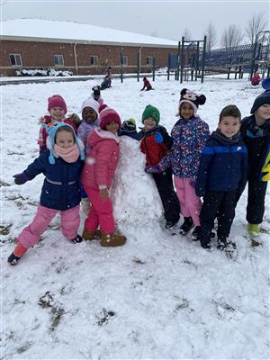 Kindergarten recess in the snow