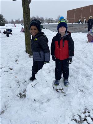 Kindergarten recess in the snow