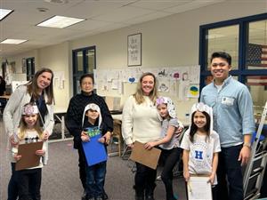 Mrs. Sette's parents and students on a scavenger hunt