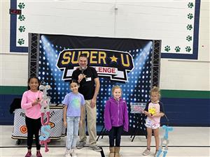 Students participating at the super u assembly