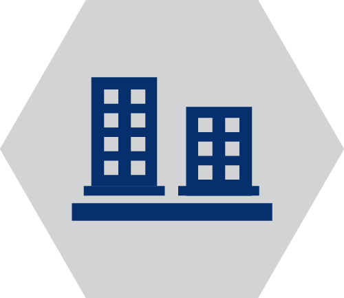 Building vectors inside of gray hexagon. 