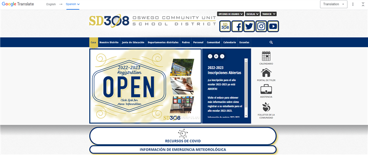 P&aacute;gina del Traductor de Google para SD308.org