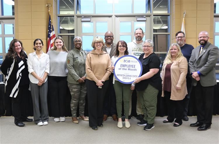 PRIDE employee winners with BOE members and Dr. Sparlin