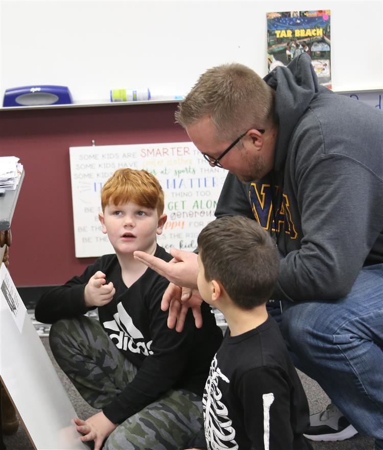 Mr. Spranger with students