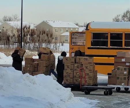 Food loading onto a bus