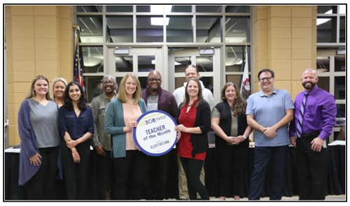 PRIDE teacher winners, BOE Members, Dr. Sparlin, and BOE Student Advisory Members