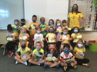 Mrs. Grauer's class celebrating Yellow day.