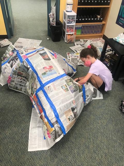 Ms. Studer's 4th grade class creating Team Shelters