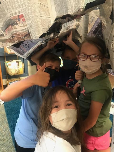 Ms. Studer's 4th grade class creating Team Shelters