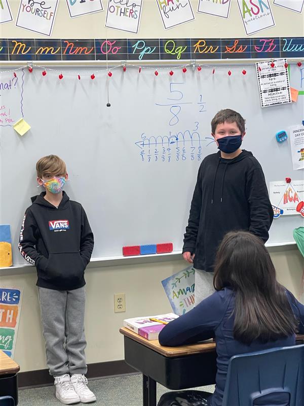 Mrs. Mayer's students teaching fraction review