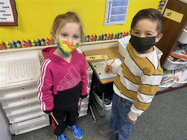 Mrs. Brougham's students using their Long E wand