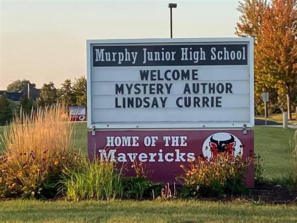 The Murphy school sign welcomes author Lindsay Currie