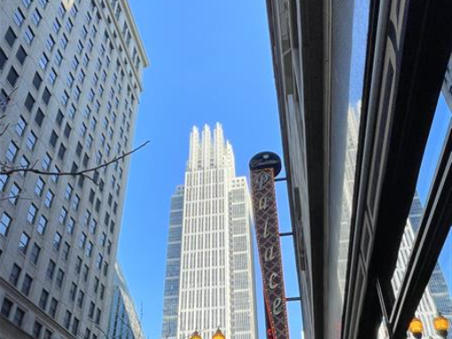The outside of the Nederlander Theater in Chicago