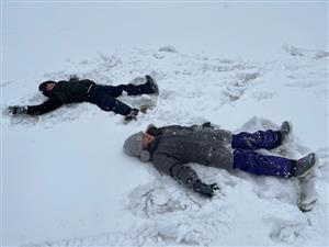 Making snow angels 