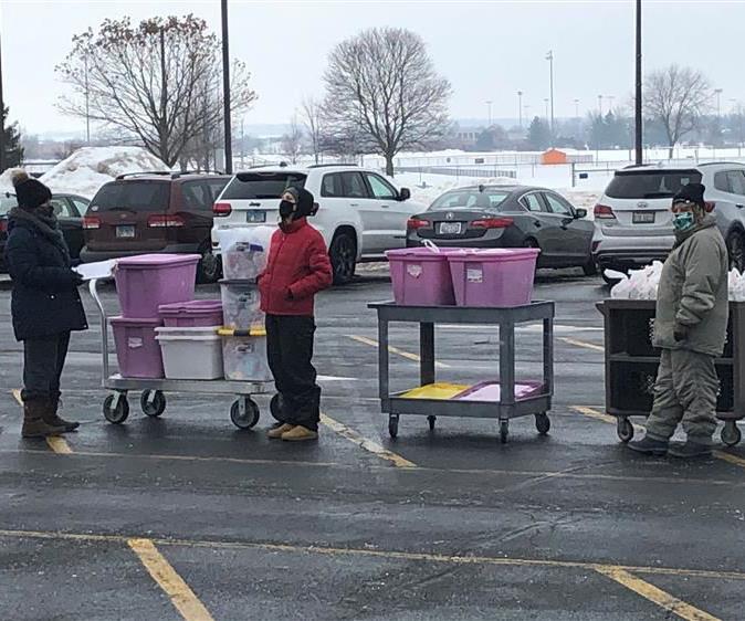 Food Services Staff Outside