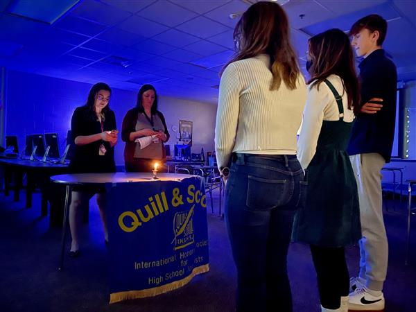 Students were inducted into the OHS William Nunamaker Quill & Scroll Society on Tuesday, May 3, 2022. Students responded to dedication statements as part of the initiation.